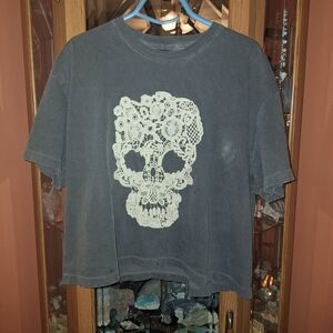 Hand Crafted Charcoal Skull Graphic Tee